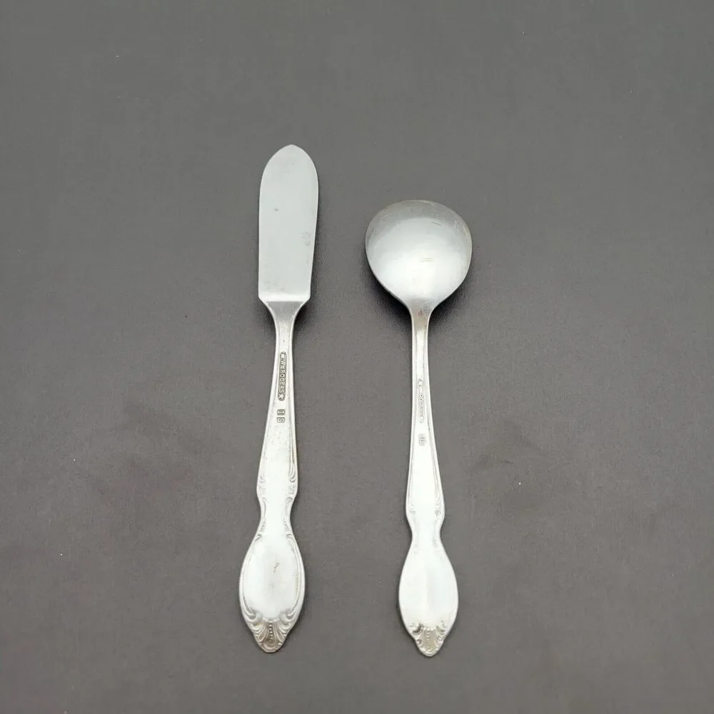 Rogers International Silverplate Set Butter Knife & Sugar Spoon REFLECTION 1847